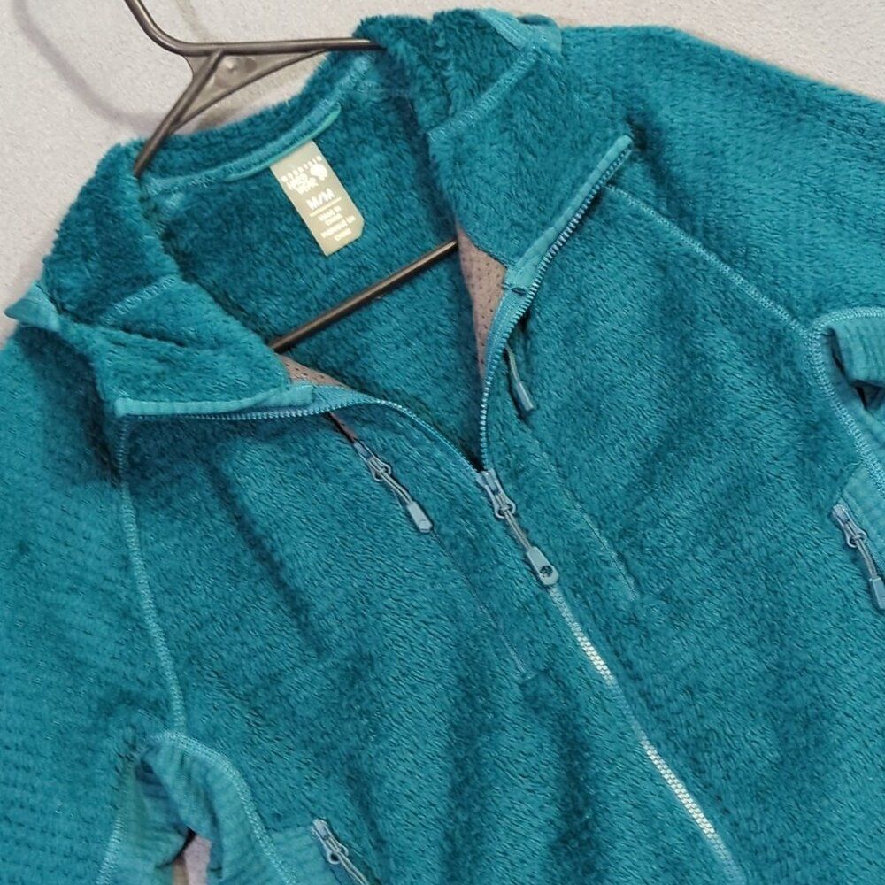 Mountain Hardwear Jacket Women's M Green Monkey Grid Hooded Fleece Full Zip